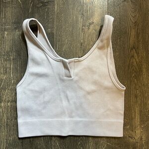 White Ribbed Women's Tank Top With Chest Slit